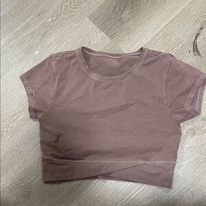 Women's Brown Cropped Tee Crossover Front